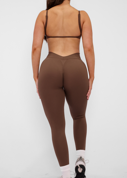 V-Figure Leggings - COFFEE